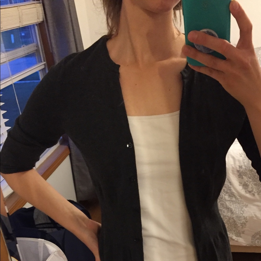 3/4 sleeve dark charcoal Cardigan